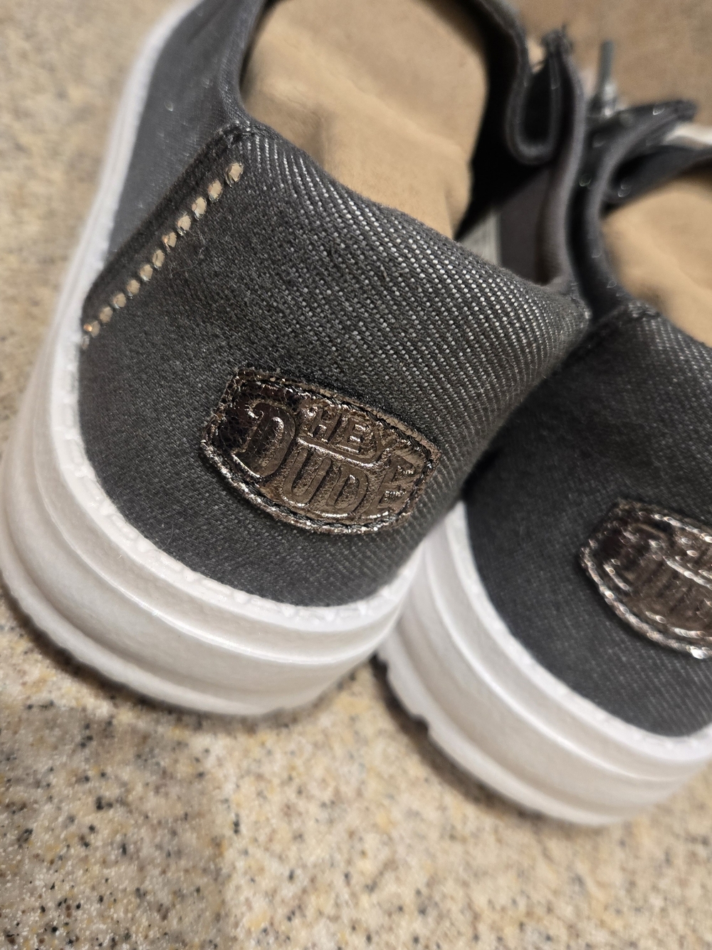 Hey Dude Women's Charcoal Canvas Slip-On Loafers with White Sole